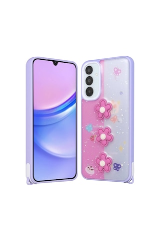 Zore Samsung Galaxy Uyumlu A24 Kılıf Parlayan Simli Kabartma Figürlü Omsy Cevze Kapak - Yeşil