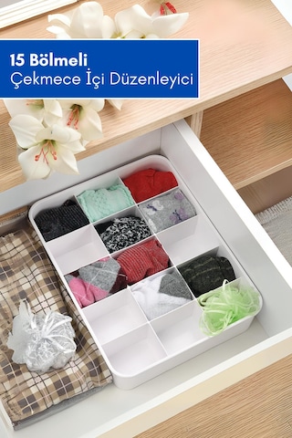 Grimorlife 15 Bölmeli Çekmece Içi Düzenleyici Organizer Beyaz Renk Diğer