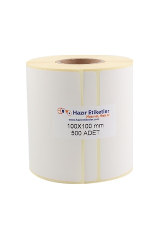 Kuşe Rulo Etiket 100mm X 100mm 500 Adet