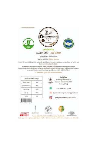 Taş Değirmenden Gurme & Organik Badem Unu Glutensiz 300 G