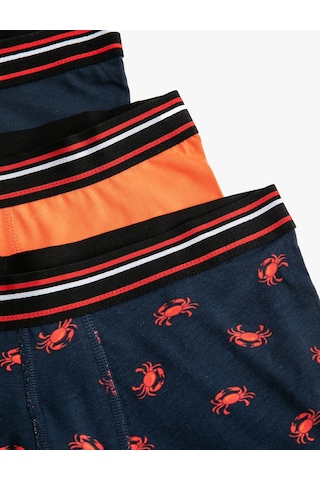 Koton 3'lü Boxer Seti Yengeç Baskılı Çok Renkli Pamuklu Lacivert 4slm90057mk Lacivert