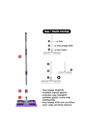 Sihirli Mop Yer Fayans Duvar Yüzey Temizlik Mikrofiber Mandallı Mop, Teleskopik Saplı İstediğin Bezi Tak Kullan Hediye Yedek Bez ' Li Açık Bej