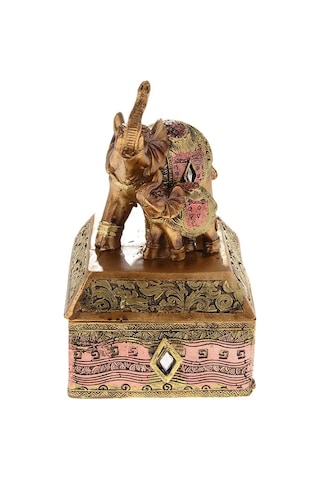 Feng Shui Şans Getiren Fil Biblo Mücevher Kutusu 14 Cm Dekoratif Ev Hediyesi Lüks Tasarım