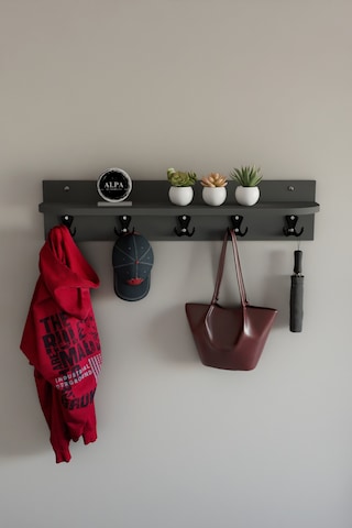 Alpa Ev Mobilya 5 Askılı Raflı Portmanto, Elbise Askılığı, Modern Duvar Organizer Askılık Antrasit