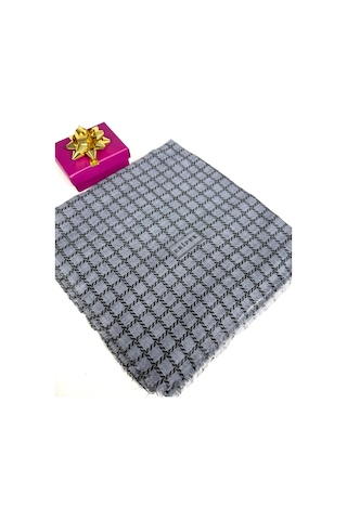 Eripek Desenli Flamalı Keten Eşarp- 06112 Gri