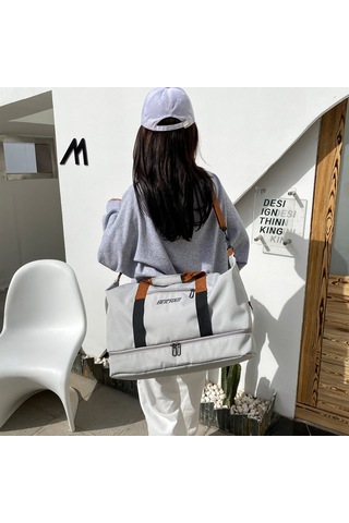 Seyahat Çantası Büyük Kapasiteli Biniş Çantası Islak Ve Kuru Ayrılmış Ayakkabı Çantası Açık Gri