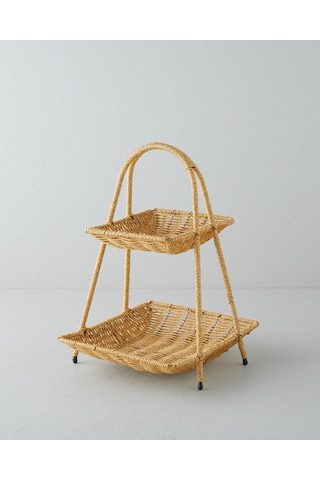 English Home Wicker Plastik Rattan Katlı Servis 26x22x36 Cm Açık Kahverengi Açık Kahverengi