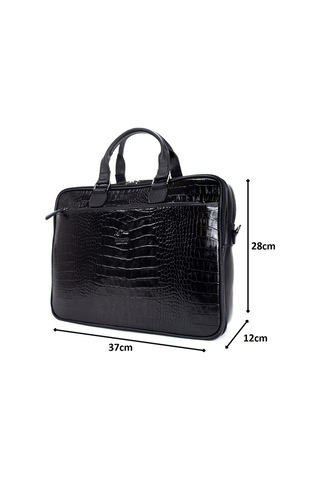 Kangaroo Kıngdom Hakiki Dana Derisi Evrak Çantası Laptop Unisex Kangaroo K. 7763Cs Siyah