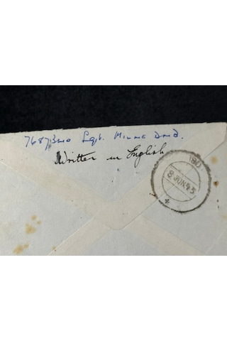 İngiltere 1945 Askeri Posta Uçak Postası 2 Defa Sansürden Geçmiş Uniit Censor 359 Field Censor 235