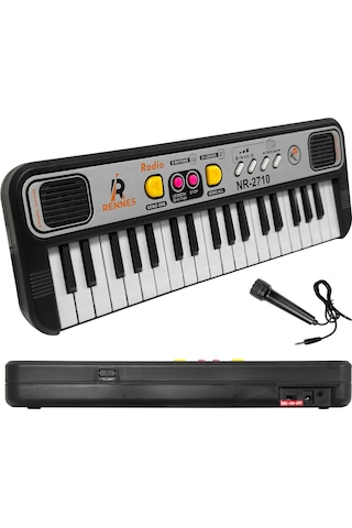 Rennes NR-27 Çocuklar İçin Pilli Mikrofonlu 37 Tuşlu Eğitici Org (2 - 8 Yaş)