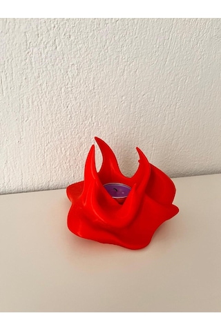 3d Kırmızı Ateş Mumluk, Şık Ve Modern Dekoratif Obje-588