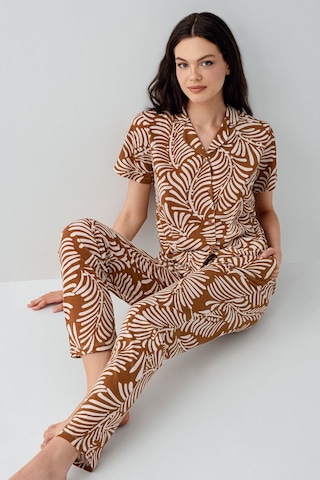 Arnetta Kadın Kahverengi Gömlek Pijama Takım Ar3607-s-v1 Kahverengi