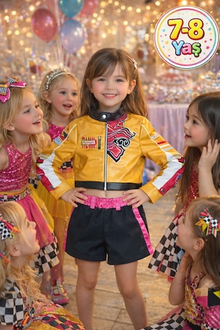 Toyfest İblis Avcıları K-pop Karakteri Rumi Netflix Dizisi Cosplay Deri Ceket Etekli 2 Parça Kostümü 7-8 Yaş Çok Renkli