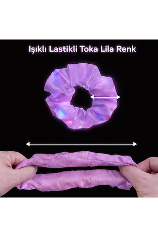 Lila Mor Renk Led Işıklı Lastikli Saç Tokası Çok Renkli