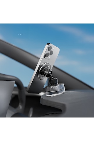 Lenyes Cr192 Vakum Özellikli 360 Derece Dönebilen Magnetik Telefon Tutucu Siyah