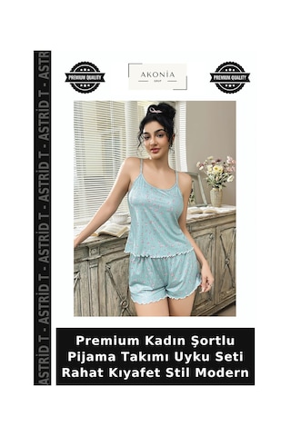 Astrid T Premium Kadın Şortlu Pijama Takımı Uyku Seti Rahat Kıyafet Stil Modern Diğer