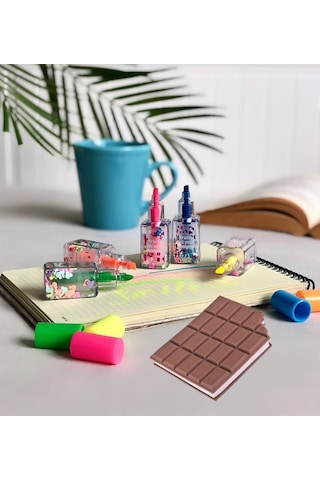 Kokulu Çikolata Defter ve  Oje Görünümlü Keçeli Kalem