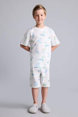 Defacto Regular Fıt Elastik Bel Desenli 2li Bej Pijama Takımı Erkek Çocuk H5396a826hser83 Ekru-er83