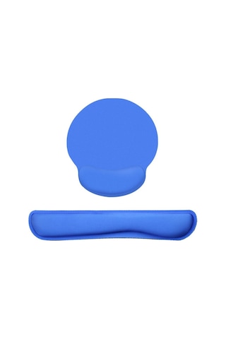 Bilek Destekli Mouse Pad, Hafızalı Köpük Klavye Pedi, Easy Blue