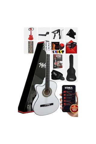 Cg-396wh Solak Klasik Gitar Beyaz Renk Full Set Sap Ayarlı 4/4