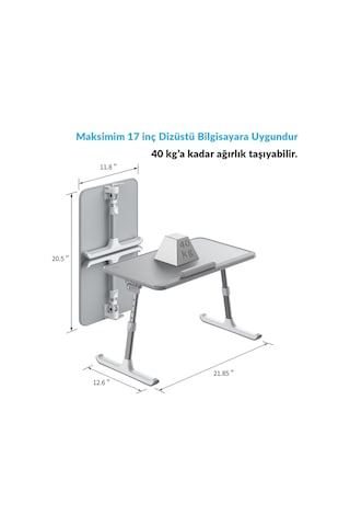 Bix Saiji Al30 Ayarlanabilir Laptop Standı Ergonomik Tasarım 17 İnç Uyumlu Taşınabilir Masa Gri Gri