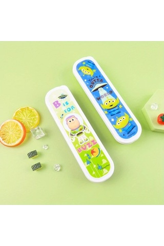 Fastbuy 3 Adet Buzz Işık Yılı Paslanmaz Çelik Çatal Seti Uzay Temalı Dayanıklı Hafif Kamp Piknik İş Seyahat Hediye Ahşap Ahşap