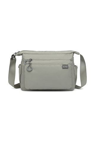 Smart Bags Hafif Kumaş Orta Boy Çok Cepli Kadın Postacı Çapraz Çanta Açık Gri