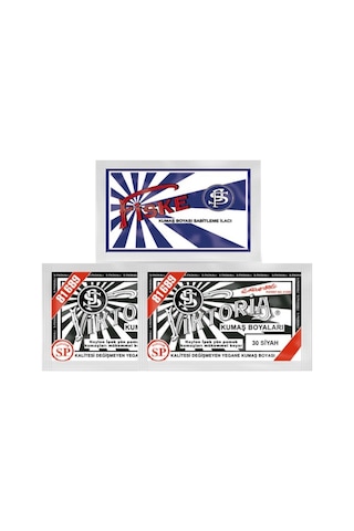 Viktoria Kumaş Boyası Siyah 2 Adet + Fiske Sabitleme 1 Adet 30 CC