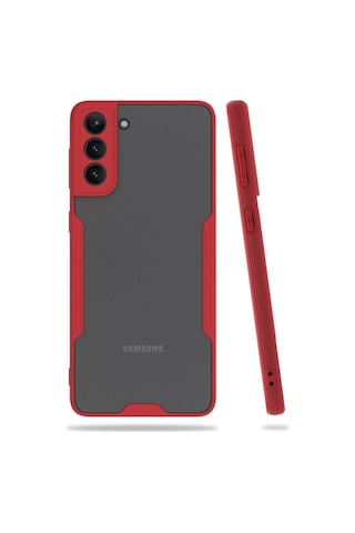 Samsung Uyumlu Galaxy S21 Plus Kılıf Platin Silikon - Kırmızı Diğer