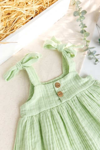 Babymod Müslin 100% Pamuk Askılı Yazlık Kız Bebek Elbise Yeşil