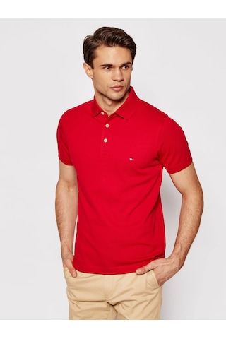 Tommy Hilfiger Polo Yaka Pike Erkek T-shirt Kırmızı