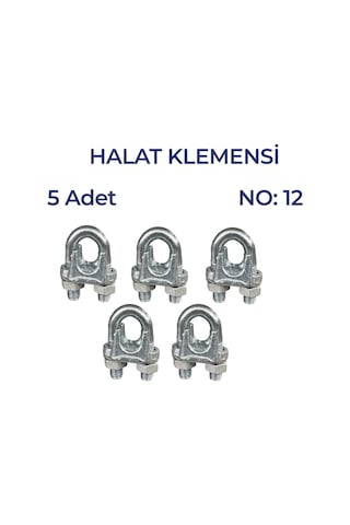 Çelik Halat Klemensi No:12 Güçlü Halat Bağlantı Ve Sabitleme Parçası 5 Adet
