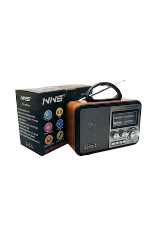Ns-8897 Orta Boy Retro, Nostaljik, Ahşap Tasarım Bluetooth Hoparlörlü, Şarjlı, Taşınabilir Fm/am Destekli Radyo-441