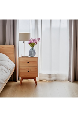 Modern Doğal Ahşap 2 Çekmeceli Komodin 1. Sınıf Masif Çam Ağac...