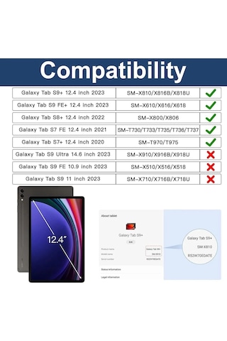Samsung Galaxy Uyumlu Tab S9 Fe Plus 12.4" Sm-x610 Tablet Kılıf S Pen Kalem Bölmeli Koruyuculu Askılı Zırh Kılıf