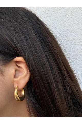 Bombe Formlu Altın Renk Halka Küpe Klasik Ve Zamansız Şıklık Altın