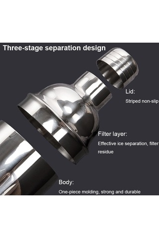Pazly By-f12 Yarım Daire Ahşap Tabanlı Bar Shaker Seti 700ml Paslanmaz Çelik Bambu Ergonomik Şarap Barmen Ürünü