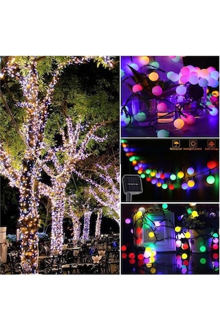 Güneş Enerjili 8 Modlu Dış MekanKamp Bahçe Ağaç Led Işık 50 Led 7 M