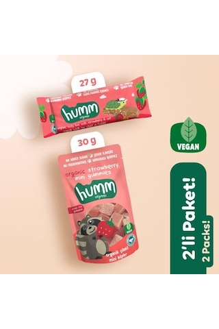 Organik Vegan Çilekli Atıştırmalık Paketi - 2 Adet 2 Çeşit 560 G