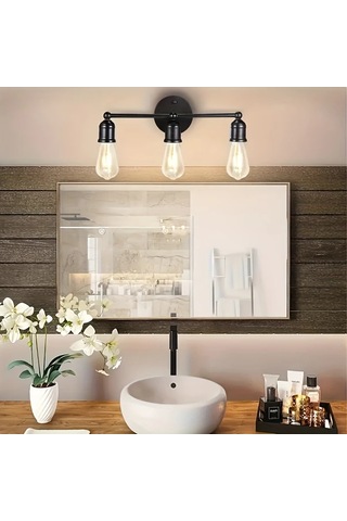 Xuweiwei 1 Adet Modern Vintage Endüstriyel Siyah Duvar Sconce Basit Gomulu Metal Alet E26 E27 Ampul Uygun Oturma Odasi Yatak Odasi Makyaj Masasi Otel Kafe Dekoru Ahşap