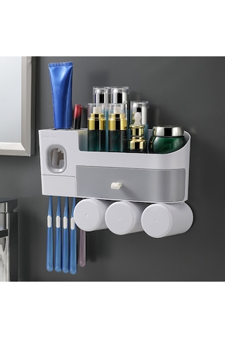 Geeksen Su Geçirmez Duvara Monte Diş Fırçası Askısı, Makyaj Organizer, Diş Macunu Dispenser 3'lü Saklama Kutusu Diğer