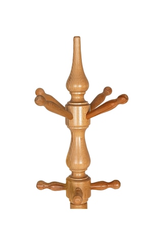 Refilya Masif Ahşap Tornalı Askılık Natürel Cilalı Doğal