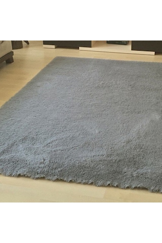 Yamalı Home Tavşan Tüyü Gri Peluş Halı 80 x 300 Cm