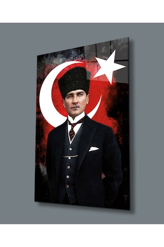 Miyrem Glasses Collection -a1^ Atatürk Ve Türk Bayrağı Uv Baskılı Cam Tablo