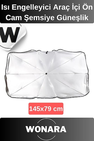 Deluxe Uv Koruyucu Titanyum Gümüş Kaplama Dayanıklı Isı Engelleyici Araç İçi Ön Cam Şemsiye Güneşlik