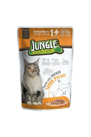 Jungle Tavuk Etli Gravy Pouch Kısırlaştırılmış Yetişkin Kedi Yaş Maması 100 G