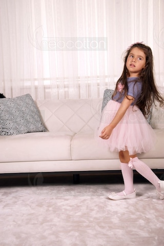 Tütü Etekli Bebe Yaka Modelli Özel Gün Ve Geceler İçin Kız Çocuk Tüllü Elbise Laci-pembe Lacivert - Pembe