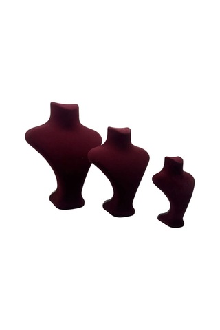 Yerli Üretim Süet Kumaş Bordo Renk Üç Boy Takı Mankeni Çok Renkli