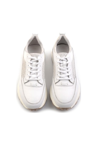 Beyaz Hakiki Deri Erkek Sneaker E01034222403 Beyaz