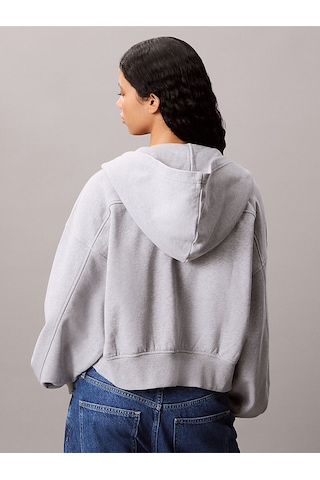 Calvin Klein Kadın French Terry Fermuarlı Kapüşonlu Sweatshirt - Gri Melanj-8429 Bc06 Grey Heather